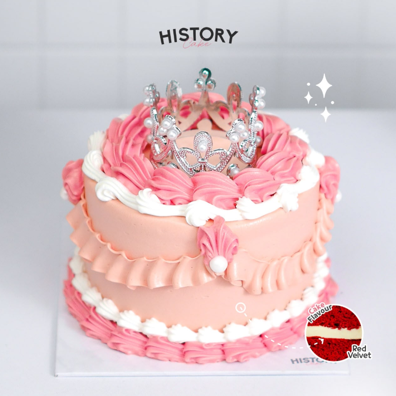 Custom Cake dua tingkat warna pink